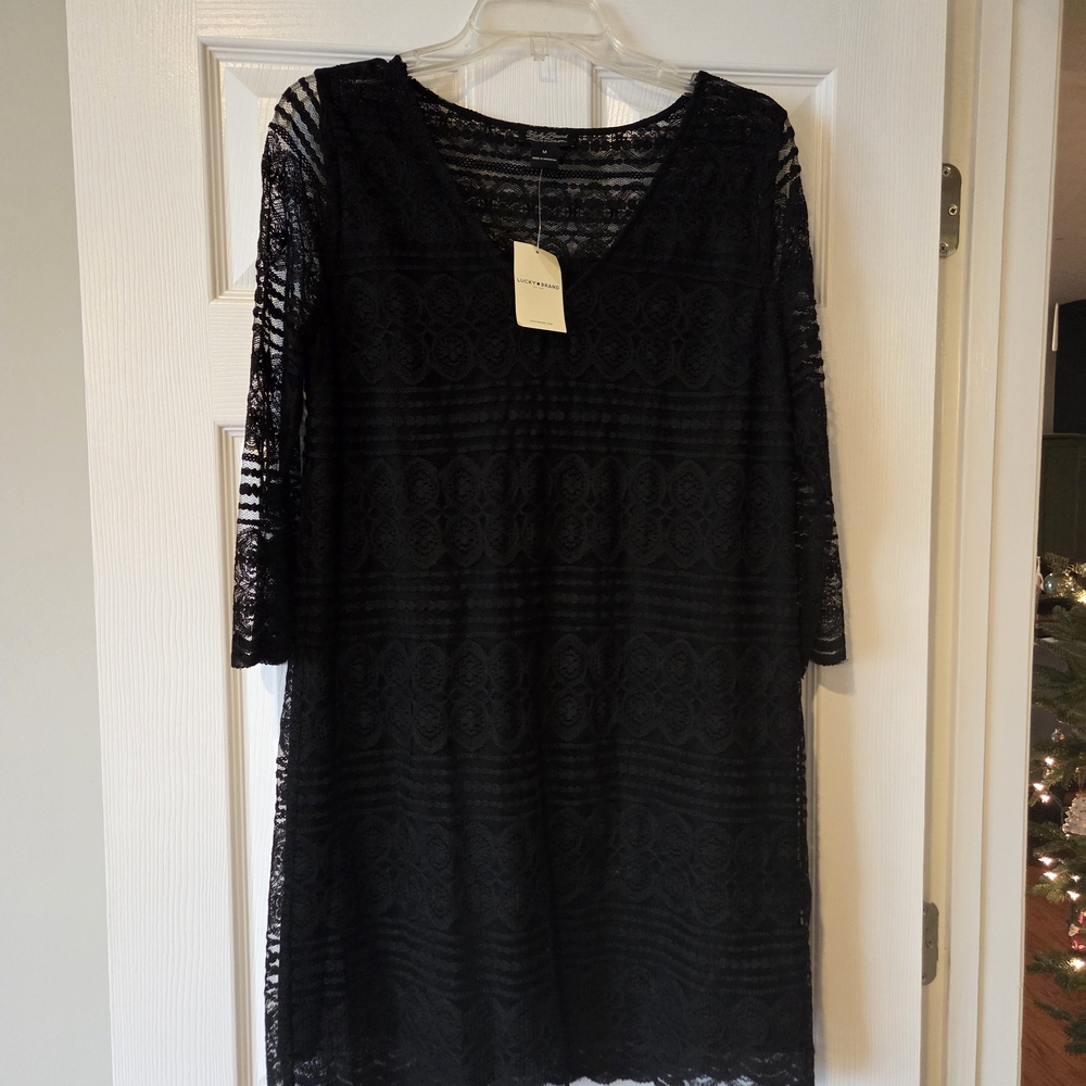 Lucky Brand Black Lace Dress Medium‎